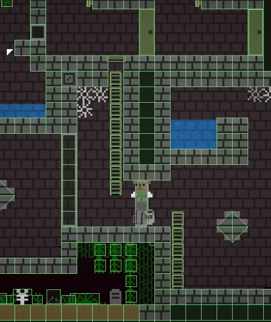The world is split into blocks (or sloped-blocks). This image shows the collision shapes of the world.