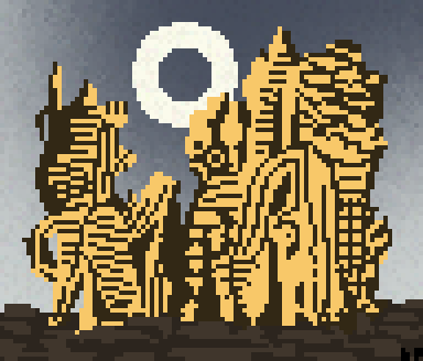 Pixel version of Ernst’s La Foresta Grigia